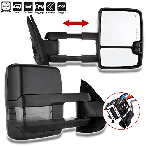 SCITOO Towing Mirrors Compatible fit for 2007-2014 Chevy GMC Silverado Suburban Towing Door Side Mirrors Pair Set Mirrors (07-14 Power Heated Signal
