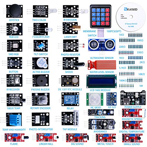 ELEGOO Upgraded 37 in 1 Sensor Modules Kit with Tutorial Compatible with Arduino IDE UNO R3 MEGA2560 Nano