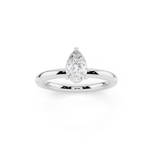 ENRICH 0.56 Carat Pear Shape Solitaire Lab Grown Diamond Engagement Ring for Women in 10K Solid Gold Wedding Promise Ring for Her F-G Color VS Clarity Fine Jewelry Gift