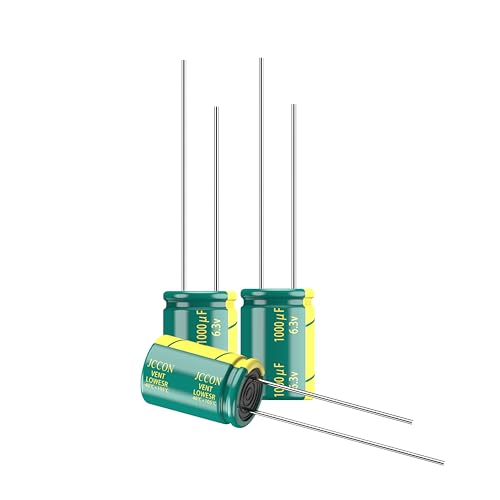 10-Pack 6.3V 1000uF Premium Quality Low ESR Electrolytic Capacitors 8x12mm 0.32x0.47in, 6.3Volt 1000MFD High-Frequency Caps with Superior Performance