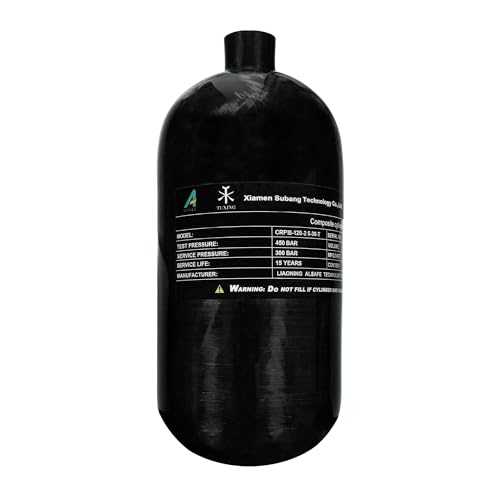 TUXING 4500psi High Pressure Composite Cylinder,2.5L Carbon Fiber Gas Cylinder, Diving Scuba Tank, PCP Paintball Air Tank Empty Bottle, M181.5