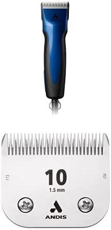 Andis 68520 Excel Professional 5-Speed Detachable Blade Clipper Kit SMC, Blue + Andis 64071, Ultra Edge Dog Clipper Blade, Carbonized Steel, Resists Heat & Rust, Long-Lasting Sharp Edges