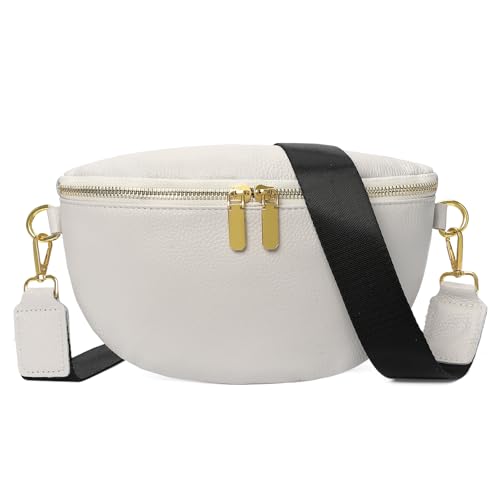GAEKEAO Crossbody Bags for Women Fashion Sling Purse Fanny Pack Leather Belt Bum Bag Chest Shoulder Bag for Travel Beige