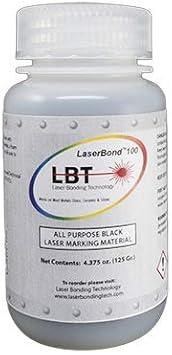 LaserBond 100 Black Laser Marking Ink 125g, Compatible with CO2 Fiber Diode and YAG Laser Engravers, Permanent Marks on Metal Glass Stone and Ceramic
