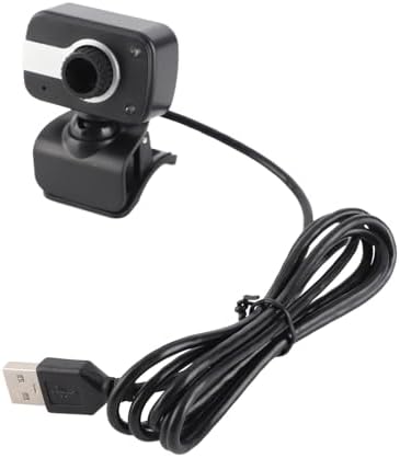 Webcam with Microphone, 640 x 480/0.3Mp USB Camera with Clamp Mount Support 360 Rotation and 30 Vertical Adjustment Suitable for Desktop PC Laptop