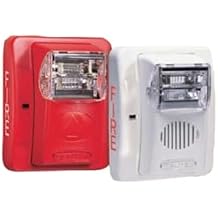 Gentex GEC3-12WR Fire Evacuation Strobe & Horn, 12VDC Selectable Candela Low Profile - Red Faceplate (904-1235-002)