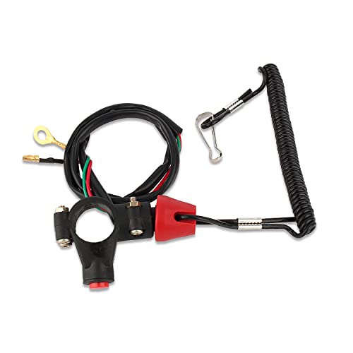 1Pc Snowmobile Tether Kill Switch, 12V 2-Wires Motorcycle Engine Motor Kill Switch ATV Quad Dirt Bike Handlebar Mount Tether