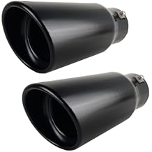 NETAMI Universal Exhaust Tip Stainless Steel Resonated Matte Black Bolt-on 2 Pack