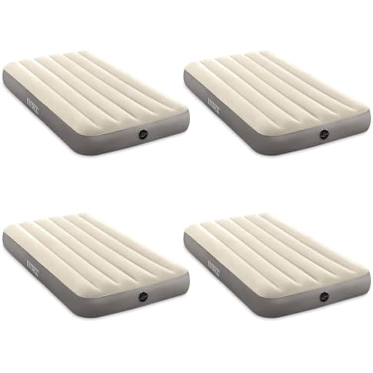 Intex 64101E Dura-Beam Standard Series Single Height Inflatable Air Mattress, with 2 in 1 Extra Wide Valves, Supports Up to 300 pounds, Twin 4 Pack