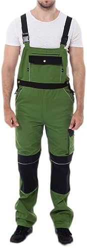 WORK IDEA Mens Bib Overalls Cotton Work Overalls Durable with Knee Pad Pockets