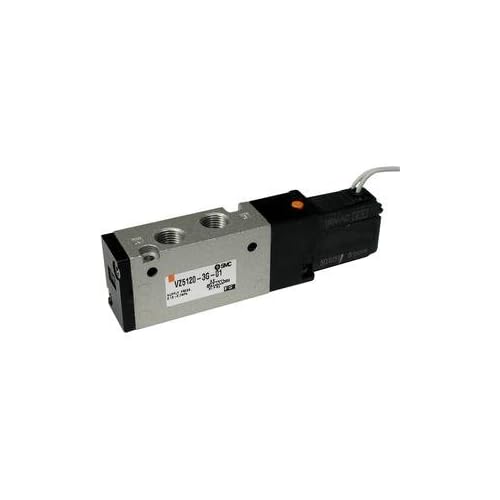 Smc Vz5220-5lz-01 2 Position Double Solenoid, 24 Vdc Rated Voltage, 5 Portrc 18 In Size, Body Ported, Individual Exhaust For Pilot Valve, Plug Connector, Solenoid Valve, Wlead Wire 300 Mm, Wligh