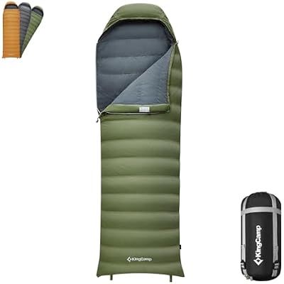 KingCamp Down Sleeping Bag for Adults, 600 FP Cold Weather 3-4 Season Sleeping Bag, Ultralight & Compact with Compression Sack for Backpacking, Camping, Hiking
