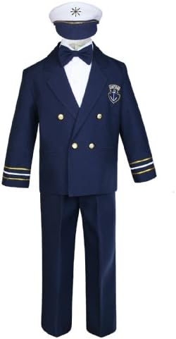 Baby Boy Kids Toddler Captain Sailor Suit Formal Party Nautical Navy White SM-12