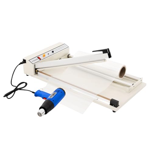 24 Shrink Wrap Machine, 530W Packaging Sealing Machine with Heat Gun, Adjustable Temperature Shrink Wrap Sealer for PVC, POF, PP, PE Film