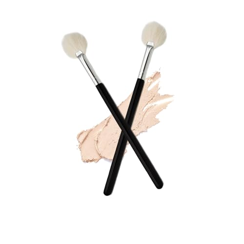 2PCS Highlighter Brush Fan Brush for Face Highlighting, Buffing and Blending With Powder Cream, Blusher Highlighter Applicator Makeup Tool