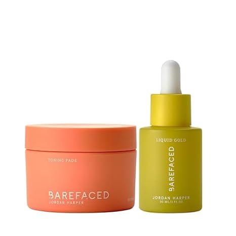 Barefaced Powerhouse Duo - Toning Pads & Liquid Gold Serum for Smoother, Brighter, More Radiant Skin