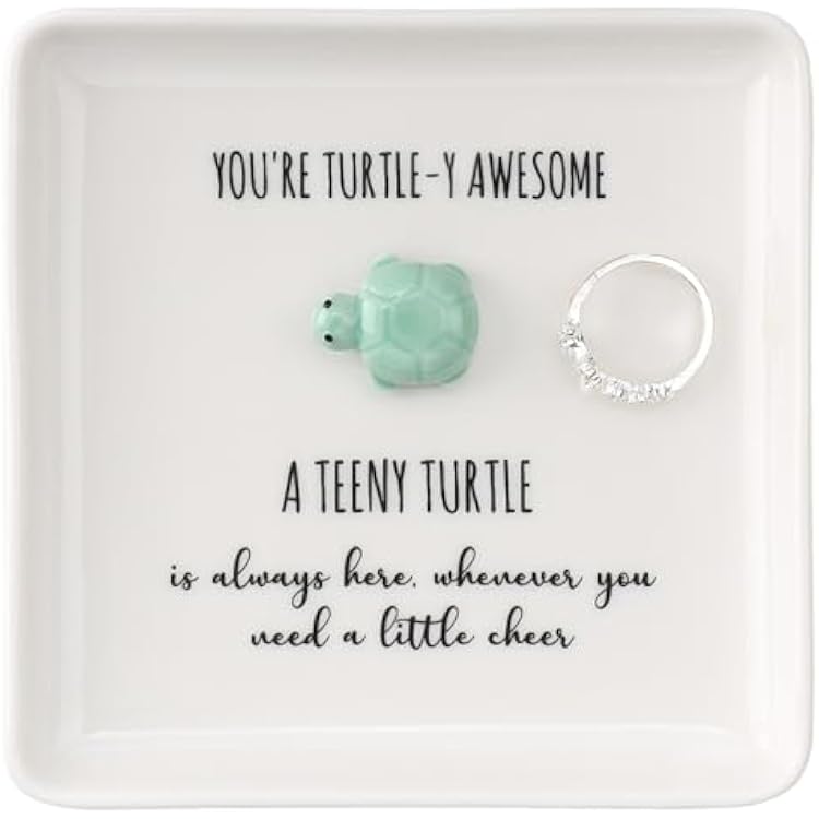 HOME SMILE Turtle Ring Dish Tray- Birthday Gifts for Women Friends Mothers Day Graduation Teacher Appreciation Retirement Christmas,Youre Turtley Awesome