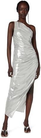BCBGMAXAZRIA Womens One Shoulder Neck Sunburst Pleated Maxi Dress