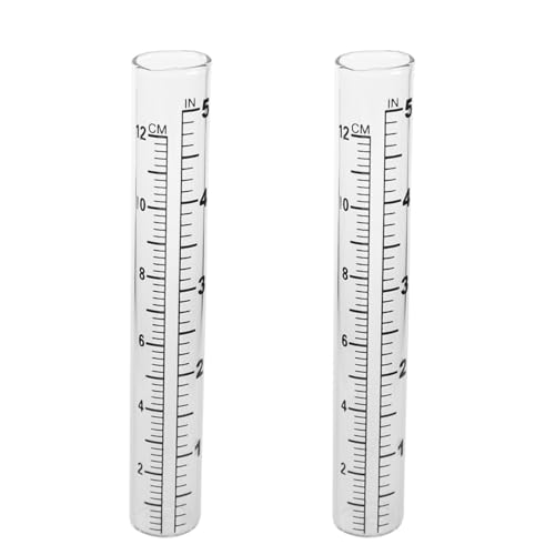 Garneck 2Pcs 5 Rain Gauge Outdoor Rain Meter Laboratory Flat Replacement Tube for Plants Garden Replacement Tube Indoor Measure Gauge for Garden Accurate