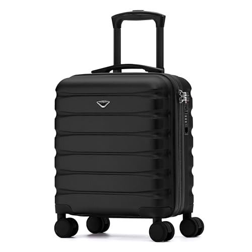 Flight Knight Carry On Suitcase 18x14x8 Hardside Built In TSA Lock & USB Port Lightweight Luggage Silent Double Spinner Wheels Maximum Underseat Carry-On Bag For American & United Approved Airlines