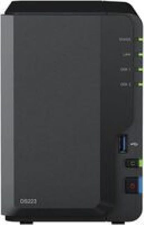 Synology DS223 2-Bay Diskstation NAS (Realtek RTD1619B Quad-Core 2GB Ram 1xRJ-45 1GbE LAN Port) 4TB Bundle with 2X 2TB Hard Drives