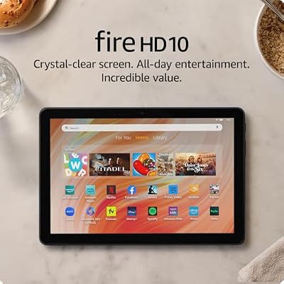 Amazon Fire HD 10 tablet, built for relaxation, 10.1" vibrant Full HD screen, octa-core processor, 4 GB RAM, 32 GB, Black