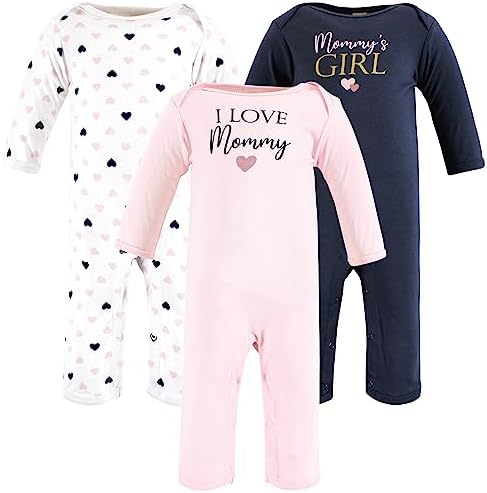 Hudson Baby Unisex Baby Cotton Coveralls, Girl-Mommy Pink Navy, 18-24 Months