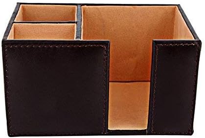 ZINT Leathers Leather 3 Compartment Coffee Brown Office Desk Organizer