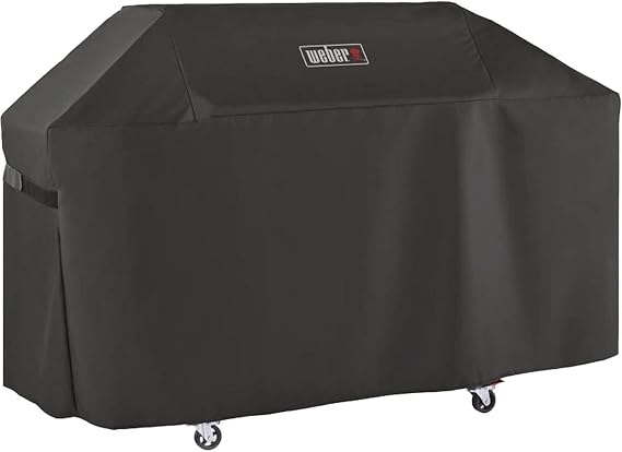 Weber Premium Outdoor Grill Cover WaterResistant, Durable Black Grill Cover Designed for Genesis 400 Series 4Burner Gas Grills with Secure Fastening Straps - Grill Accessories
