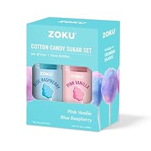 ZOKU Cotton Candy Sugar Set, Includes 16 oz. Blue Raspberry and 16 oz. Pink Vanilla Cotton Candy Sugar Flavors for Homemade Treats