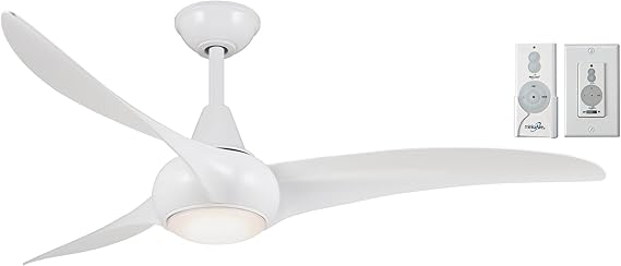Minka-Aire F844-WH Light Wave 52" Ceiling Fan, White with Remote and Additional Wall Control