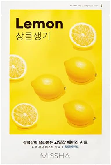 MISSHA Lemon Extract Illuminating Leaf Mask for Dark and Matte Skin (1ad) Airy Fit Sheet Mask Lemon