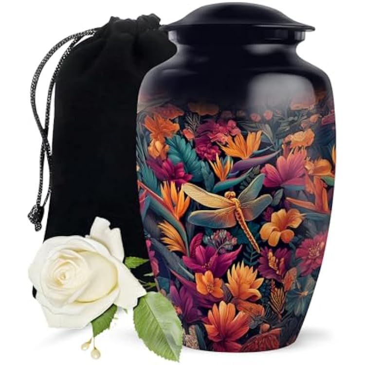 Fashionzaadi Vivid Dragonfly urn for Ashes Adult Male in 10 inch,Cremation urns for Human Ashes Adult Man, Urn for mom and dad