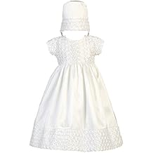 Taffeta Gown with Ribbon Embroidery and Bonnet X-Small Large