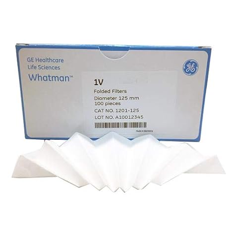 Cytiva 1201-150 Whatman Qualitative Folded Filter Paper, Fluted, Grade 1V, 15 cm Diameter, Cellulose, White (Pack of 100)