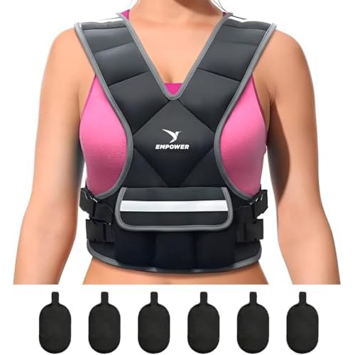 EMPOWER Weighted Vest for Women with Reflective Strips Fixed 8lbs, Adjustable 4-10lbs 4 in1 or Adjustable10-16lbs 4 in 1, Strengthen Muscles, Boost Bone Health, and Burn More Calories for Workout - Rucking Vest
