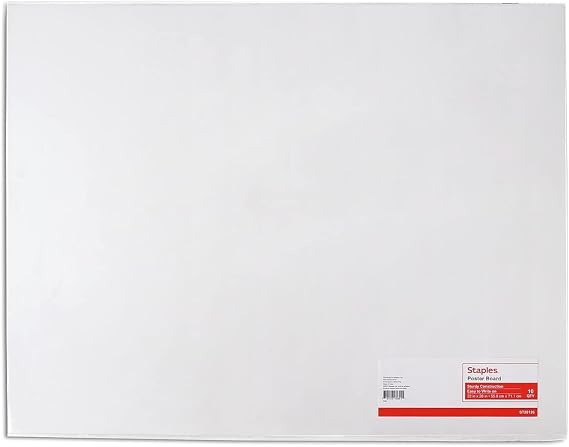 Staples Poster Boards, 22x28 Inch, White, 5-Pack