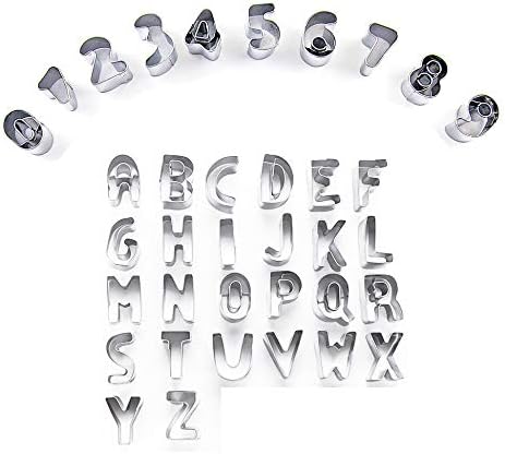 36 Pieces Mini Alphabet and Number Cookie Cutters Sets, Stainless Steel Mold Tools for Fondant Biscuit, Cake, Fruit, Vegetables, or Dough