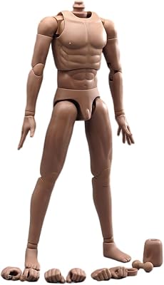 Fremego 16 Scale Male Body 12inch Flexible Muscle Male Soldier Action Figure Body Artistic Human Body Miniature Figure Doll Suntan Skin