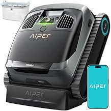 AIPER Scuba X1 Cordless Pool Robot with Powerful Suction, Double Filtration and Wireless Charging Dock, Floor/Wall/Waterline Cleaning, 185 Mins Runtime for Above & In-Ground Pools, Dark