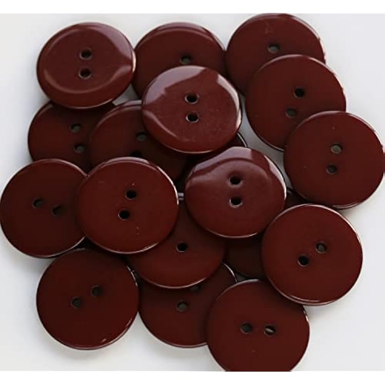 1 Inch 25mm Brown Color Buttons Two Holes Round Resin Buttons for Sewing and Crafts Pack of 100 PCS