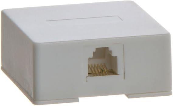 Cmple - 1 Port Phone Jack Wall Plate RJ12 Telephone Cord Surface Mount Box Female Landline Phone Keystone Jack for 3 Line House Phone, Answering Machine, Fax