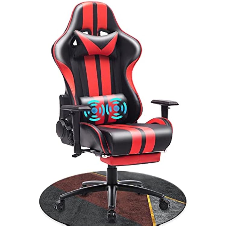 Ferghana Gaming Chair,Gamer Chair,Plus 450lbs Capacity High Back Computer Gaming Chair More Durable Massage Function with footrest Premium Matte Texture Office Chair Ergonomic Racing Style Red