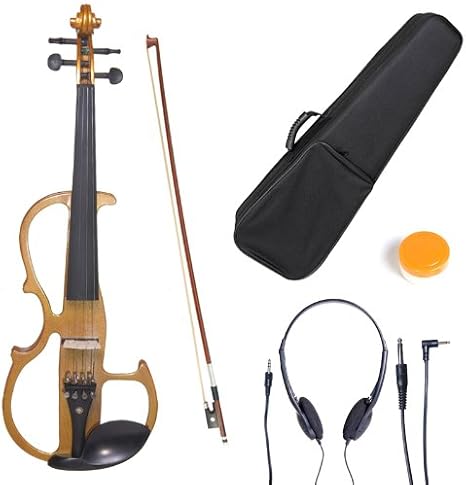 Cecilio L3/4CEVN-L2Y Left-Handed Solid Wood Yellow Maple Metallic Electric Violin with Ebony Fittings in Style 2