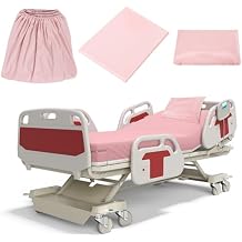 Moukeren 3 Pcs Hospital Bed Sheets Set Deep Pocket Fitted Sheet 36 with Elastic All Around Easy Care Knitted Jersey for Home/Nursing Home (Pink)