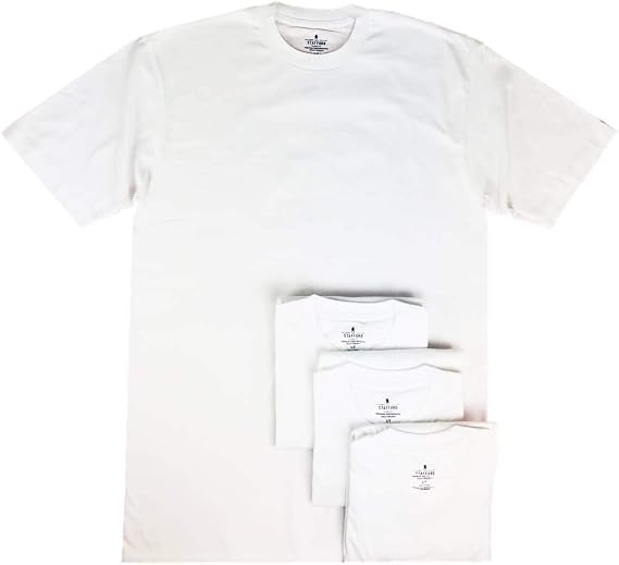 Stafford Mens Tall/Extra Tall 100% Heavy Weight Cotton Crew Neck Undershirt, White, Short Sleeve, 4 Pack (Large Tall (LT))
