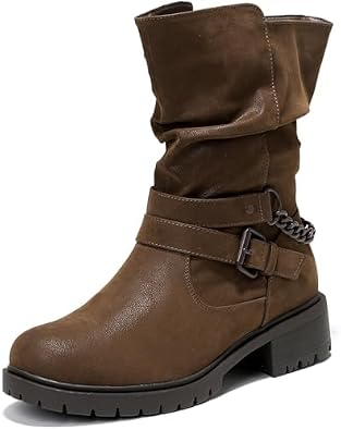 Luoika Women's Extra Wide Width Ankle Boots. | Slouchy, Round Toe, Low Heel, Side Zipper, Short Booties