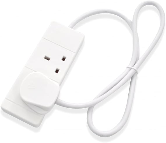 2-Way Extension Lead - Two Gang Multi Plug Socket - White Power Cable 1m