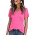 Kistore Workout Tops for Women Breathable V Neck Yoga T Shirts Trending Beach Casual Loose Fit Tee Running