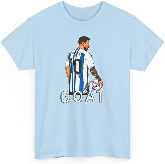 Lionel Messi Shirt Goat - Argentina Football 2026 Messi Gear, Colors White & Light Blue